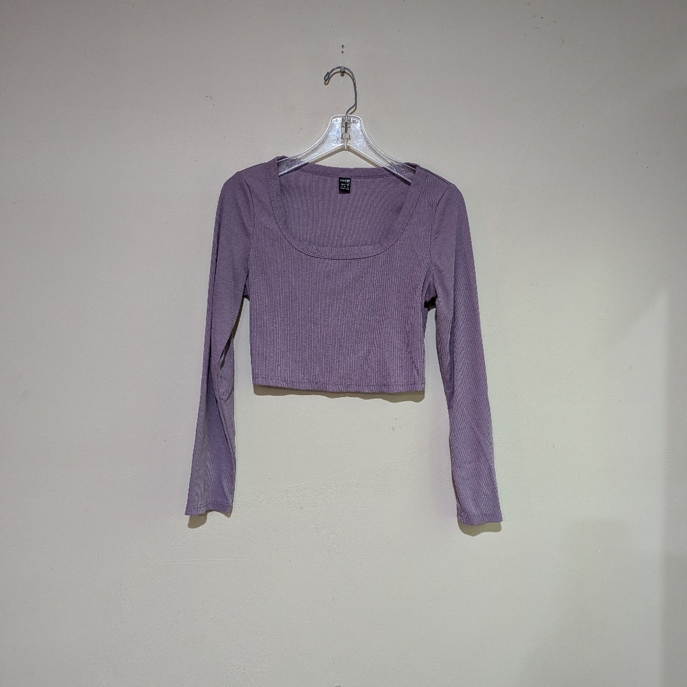 SHEIN purple long sleeved crop tee